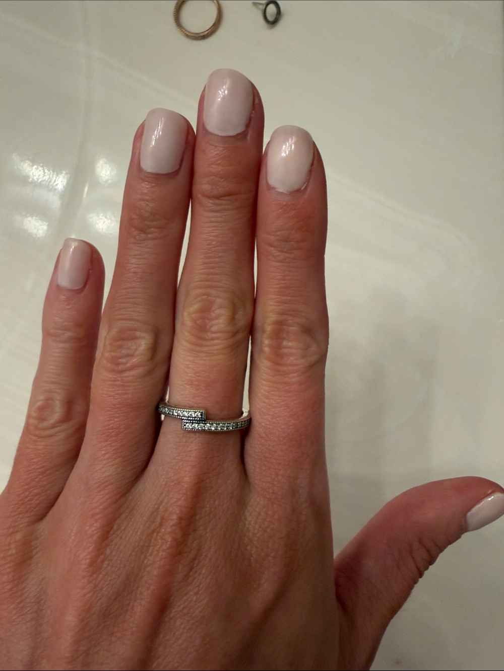Delicate Pavé Open-Style Silver Ring - Pandora